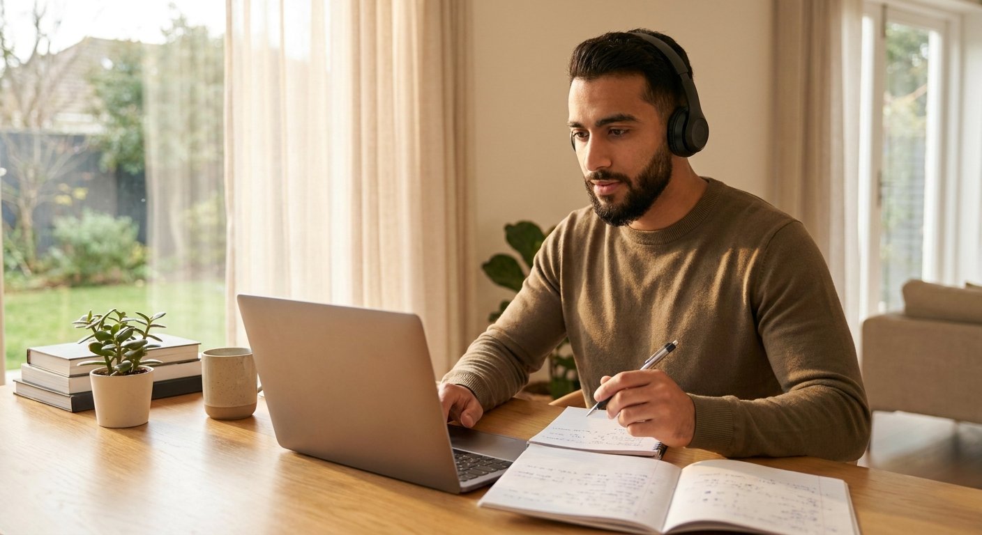 Arabic-speaking learner preparing online for the updated 2026 TOEFL iBT test