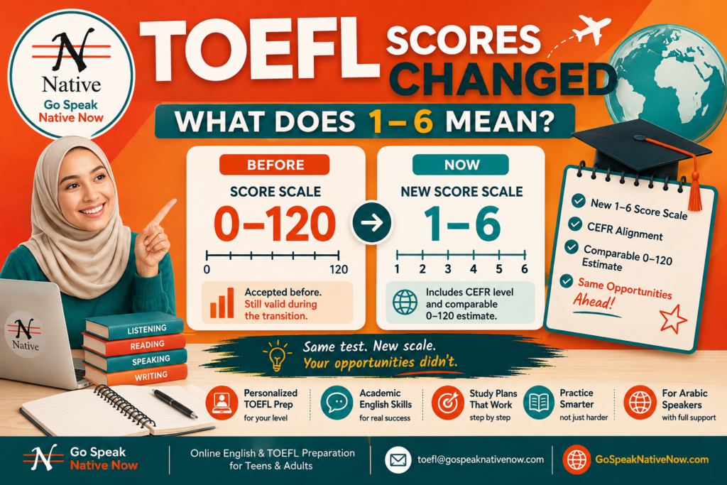 TOEFL score changes explained visually